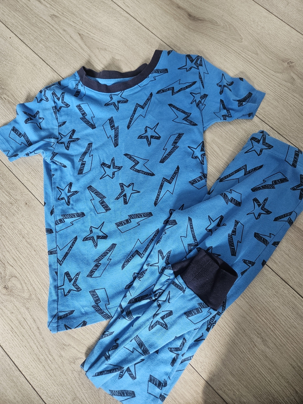 Blue Kids Star & Lightning Short Sleeve Pajama Set
